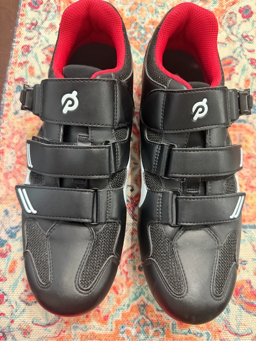 Peloton Black Cycling Shoes with Red Interior
